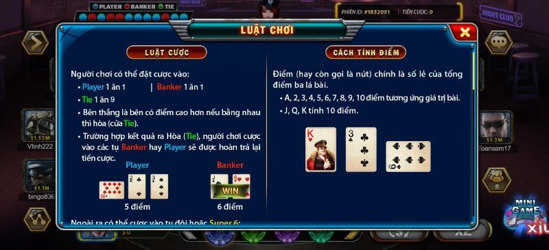 Cách tính điểm trong game bài baccarat