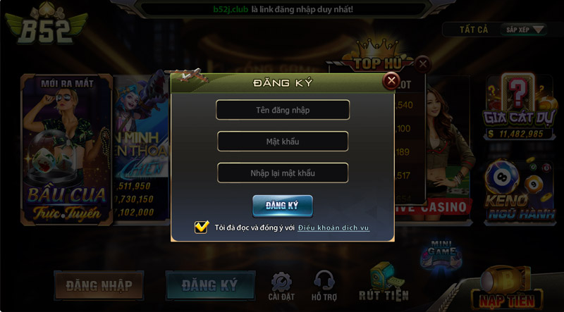 Đăng ký cổng game B52 và tận hưởng trò chơi hấp dẫn