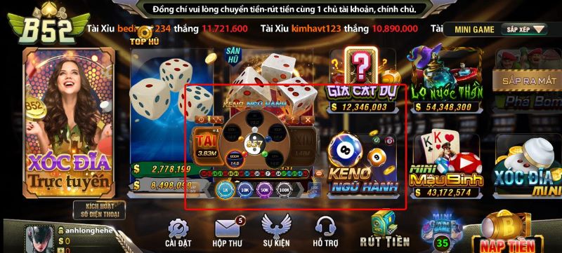 Quy trình tham gia chơi cược Keno trên B52