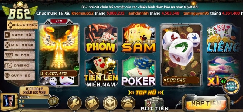 Những trò chơi nổi bật tại B52 Casino